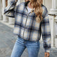 Miss Sparkling - Plaid Print Zip Up Hooded Jacket