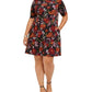 Connected Apparel Womens Black Short Sleeve Above The Knee Dress Plus 20W