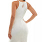 Vestido BCX Junior com bainha assimétrica e strass, branco, tamanho extragrande