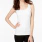 Blusa básica feminina Alfani com decote redondo, branca, tamanho X-S