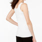 Blusa básica feminina Alfani com decote redondo, branca, tamanho X-S