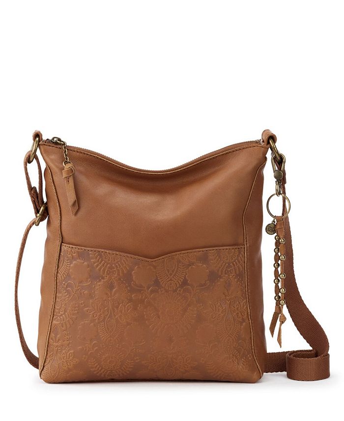 Bolsa transversal Sak Lucia com estampa floral tabaco e relevo, tamanho marrom, tamanho único, tamanho único