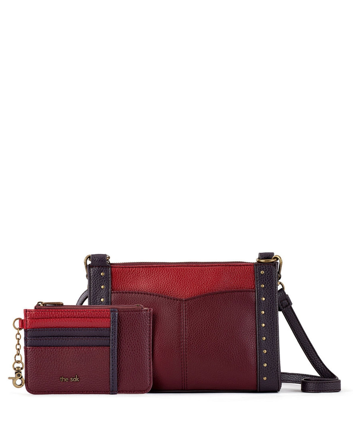 Bolsa transversal feminina Sak Sanibel de couro com carteira para cartão, marrom, tamanho regular