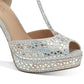 Sapatos femininos Thalia Sodi Chace com plataforma e detalhes embelezados, cinza, tamanho 7,5 W