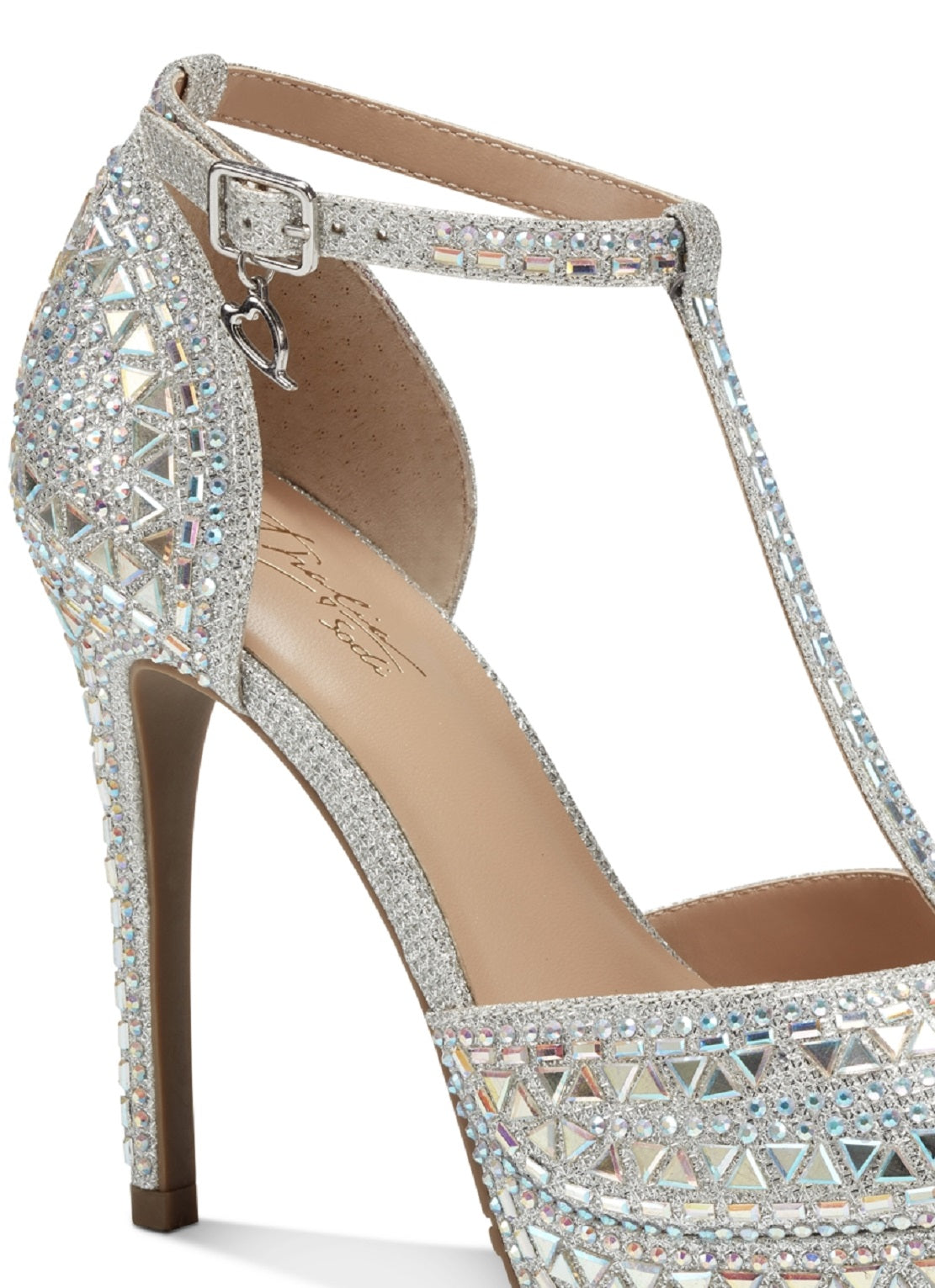 Sapatos femininos Thalia Sodi Chace com plataforma e detalhes embelezados, cinza, tamanho 7,5 W