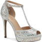 Sapatos femininos Thalia Sodi Chace com plataforma e detalhes embelezados, cinza, tamanho 7,5 W