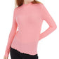 Hippie Rose Juniors' Ribbed Mock-Neck Top Neon Pink M