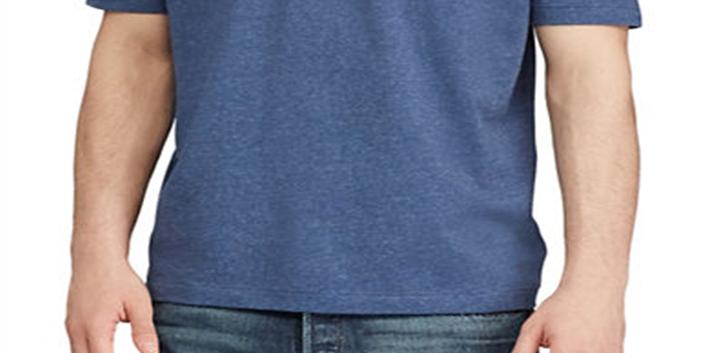 Camiseta Ralph Lauren Masculina Nova Gola V Heather Azul Tamanho Grande