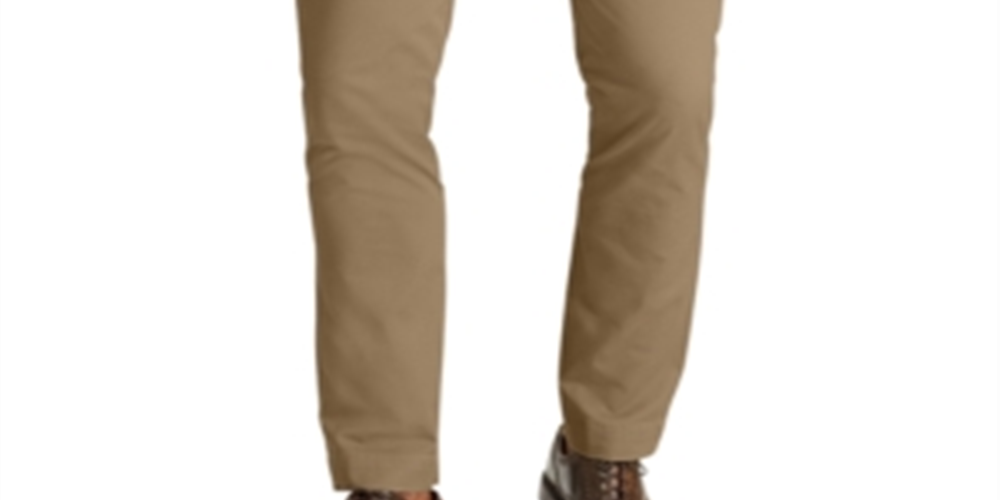 Calça chino elástica de corte reto masculina Polo Ralph Lauren, tamanho 36x34, bege