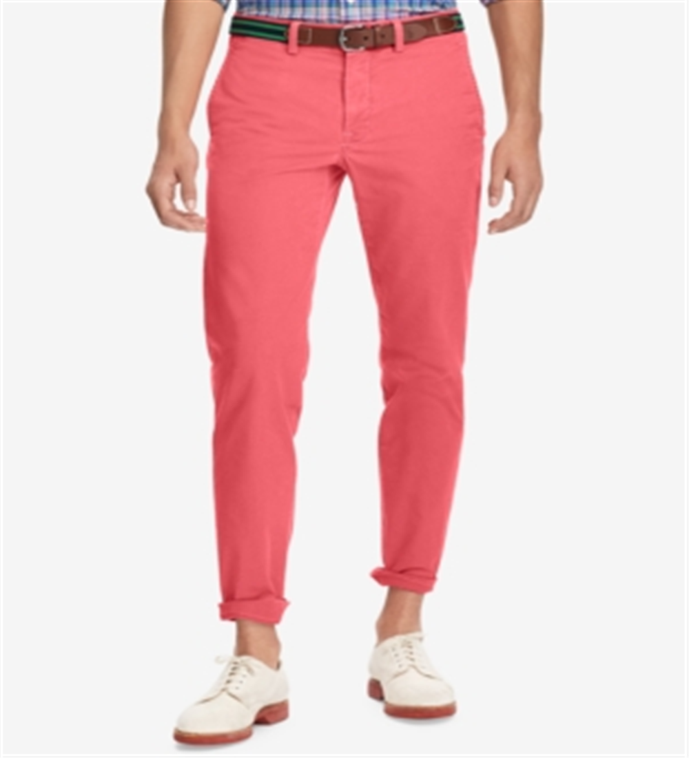 Calça chino Ralph Lauren masculina, elástica, corte reto, vermelha, tamanho 32x32