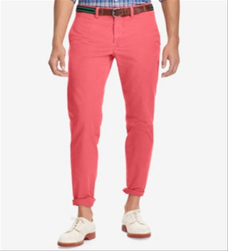 Calça chino Ralph Lauren masculina, elástica, corte reto, vermelha, tamanho 32x32