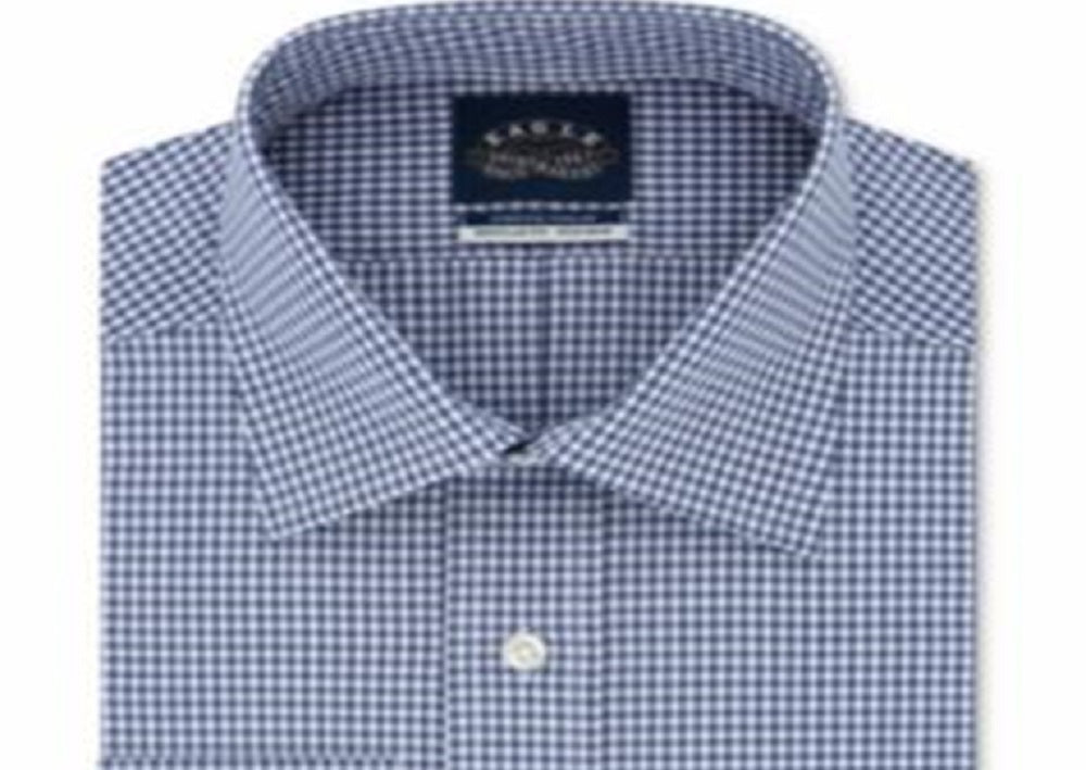 Camisa social xadrez Eagle Masculina Classic Regular Fit, sem passar a ferro, gola elástica, tamanho azul, 17x34x35