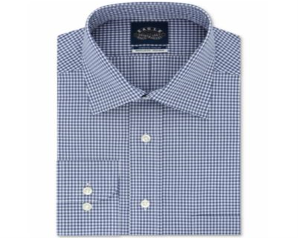 Camisa social xadrez Eagle Masculina Classic Regular Fit, sem passar a ferro, gola elástica, tamanho azul, 17x34x35