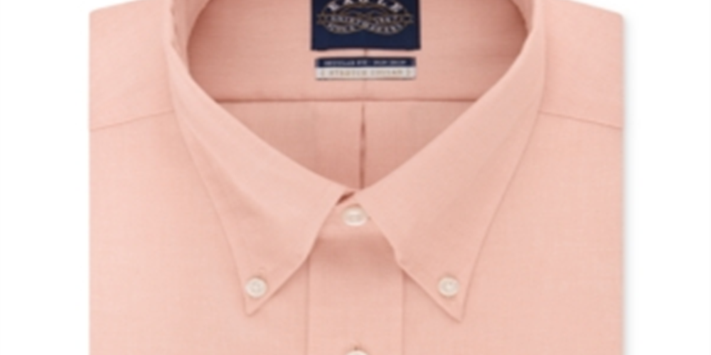 Camisa social Eagle Masculina Classic Regular Fit com gola elástica, não passável, rosa, tamanho 15/5, 32-33