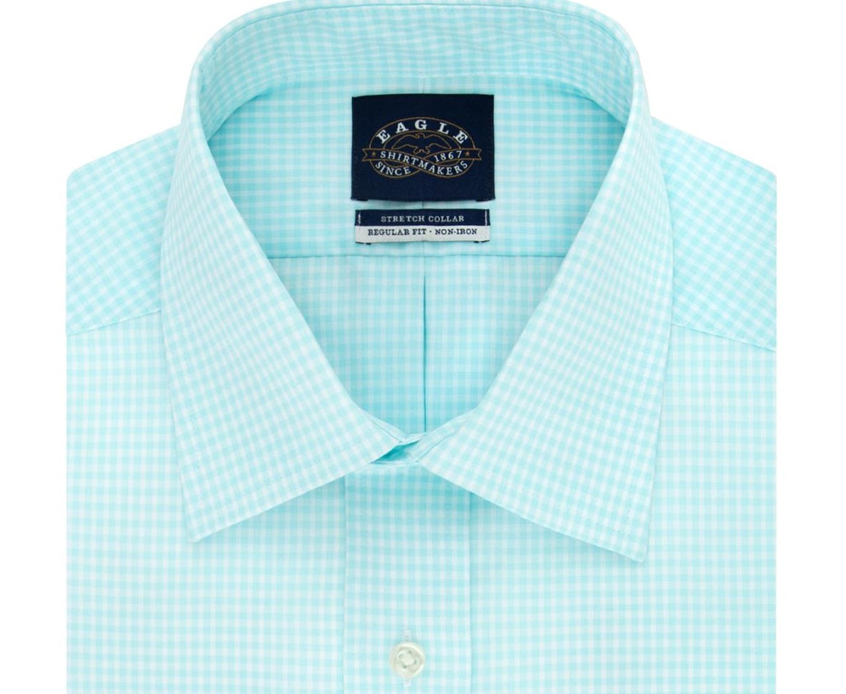 Camisa social xadrez masculina Eagle Regular Fit Azul Tamanho 16,5X34-35