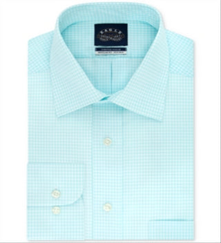 Eagle Men's Classic Regular Fit Non Iron Stretch Collar Check Dress Shirt Blue Size XL