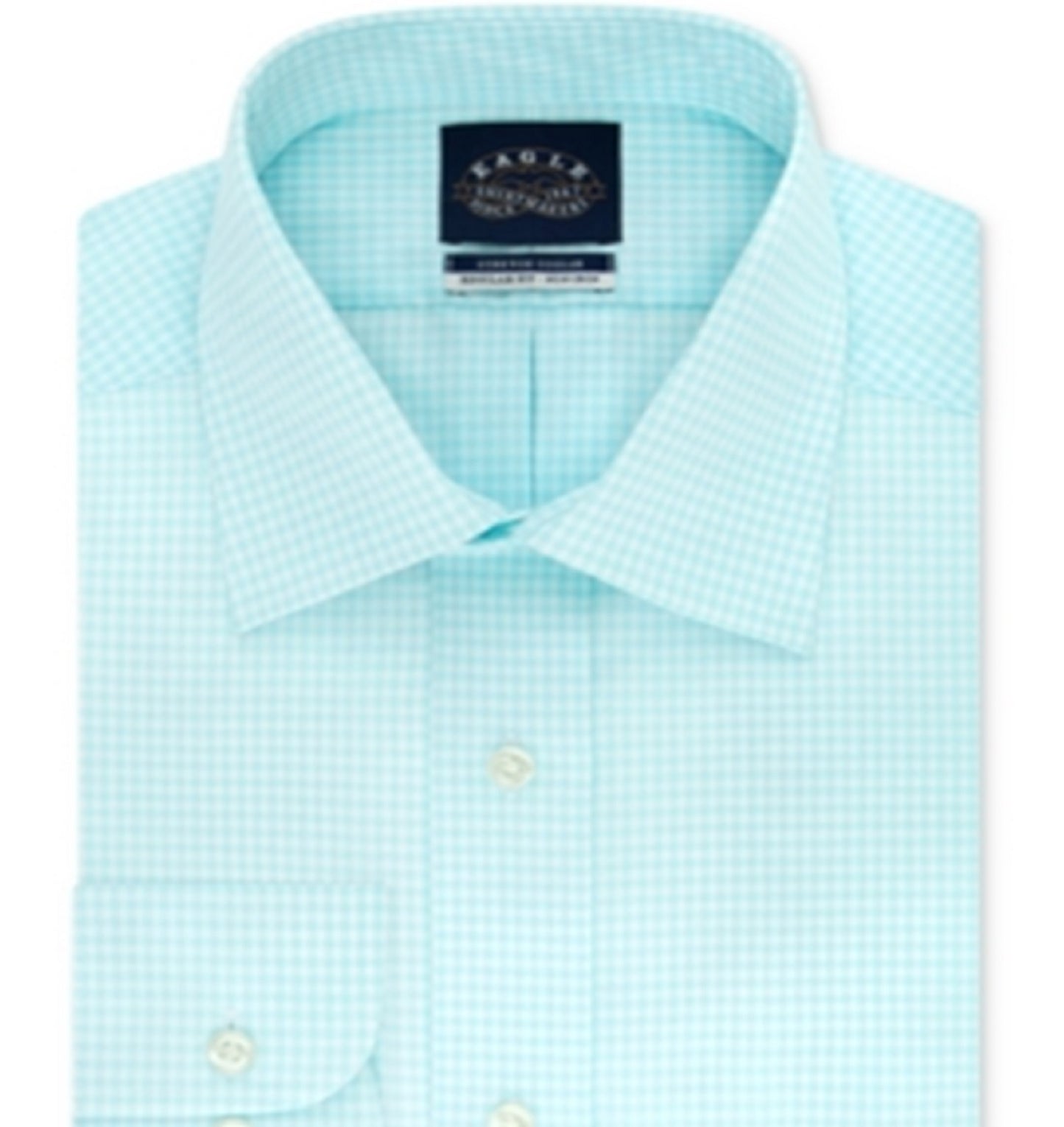 Camisa social xadrez Eagle Masculina Classic Regular Fit, sem passar a ferro, gola elástica, azul, tamanho GG
