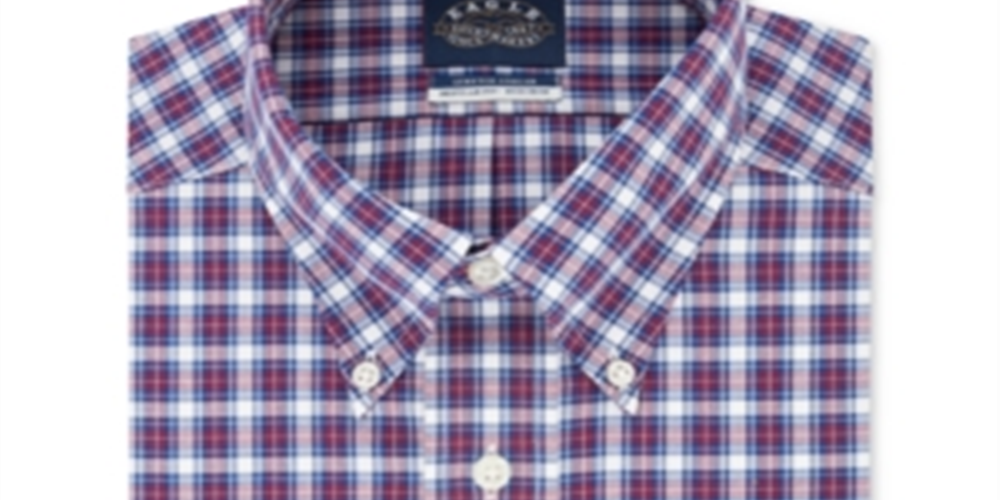 Camisa social xadrez Eagle Masculina Classic Regular Fit, sem passar a ferro, gola elástica, tamanho azul, 15,5 x 32 x 33
