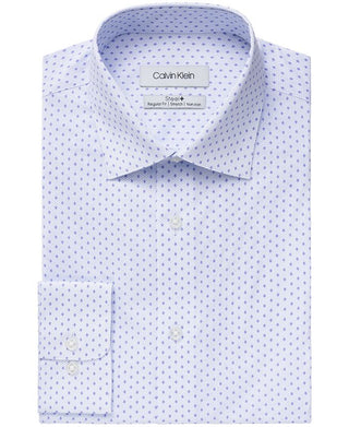 Camisa social masculina Calvin Klein Steel Classic/Regular-Fit, sem passar a ferro, roxa, tamanho 17x34-35