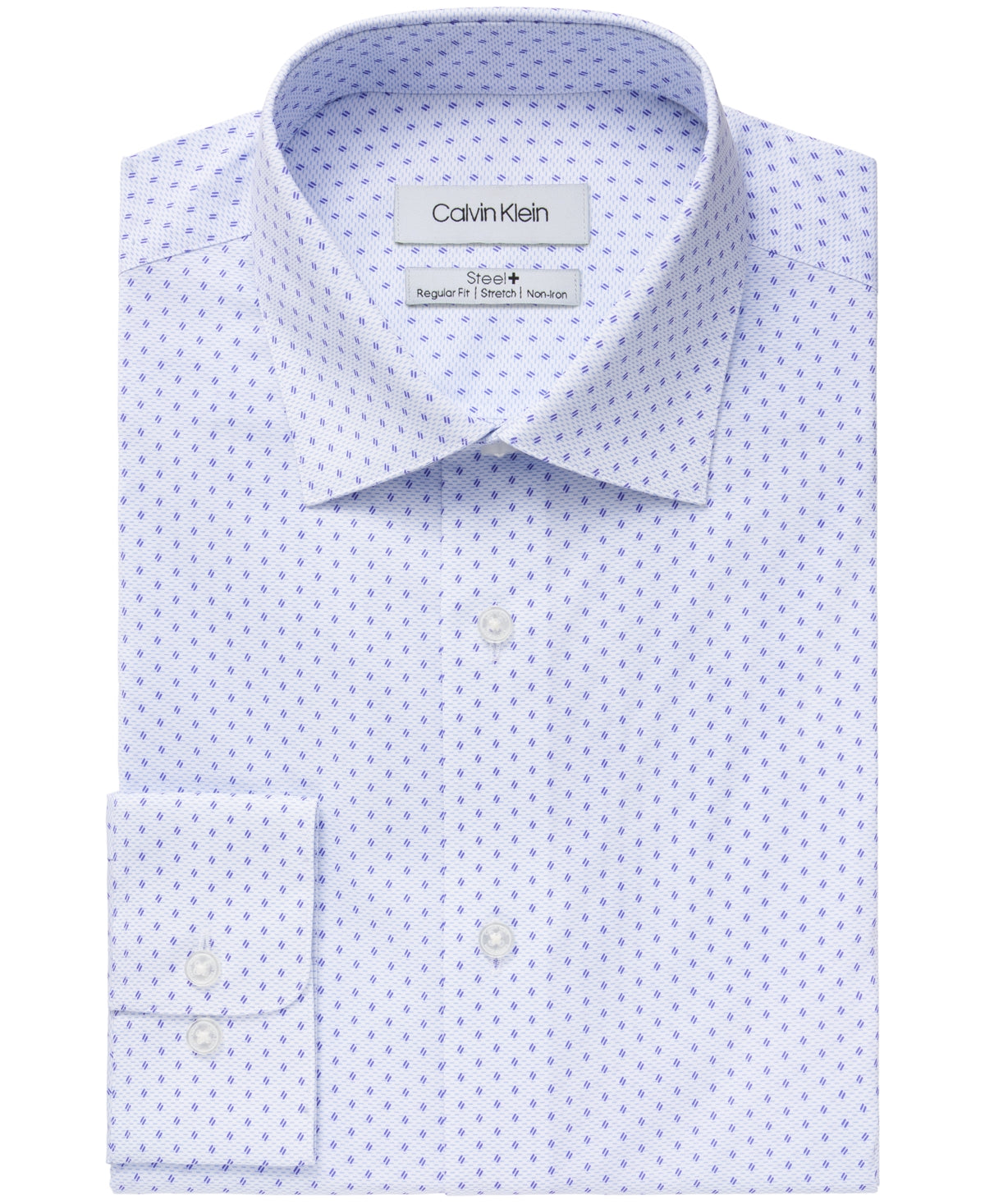 Camisa social masculina Calvin Klein Steel Classic/Regular-Fit, sem passar a ferro, roxa, tamanho 17x34-35