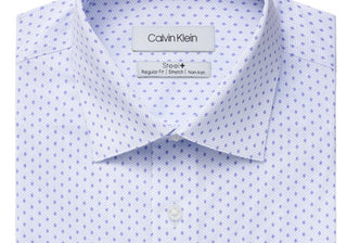 Camisa social masculina Calvin Klein Steel Classic/Regular-Fit, sem passar a ferro, roxa, tamanho 17x34-35