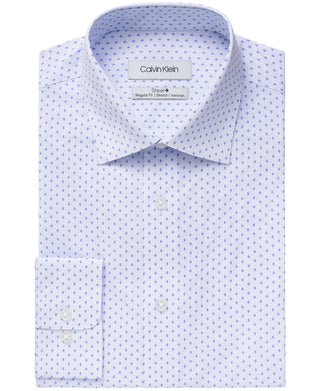 Camisa social masculina Calvin Klein Steel Classic/Regular-Fit, sem passar a ferro, roxa, tamanho 17,5 x 34-35