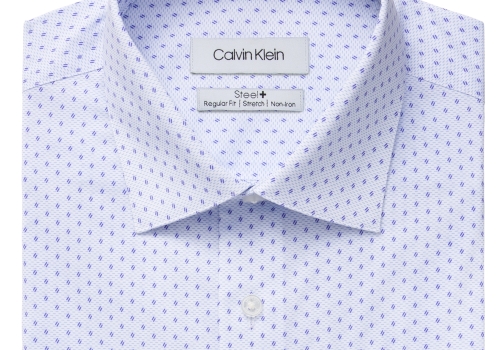 Camisa social masculina Calvin Klein Steel Classic/Regular-Fit, sem passar a ferro, roxa, tamanho 17,5 x 34-35
