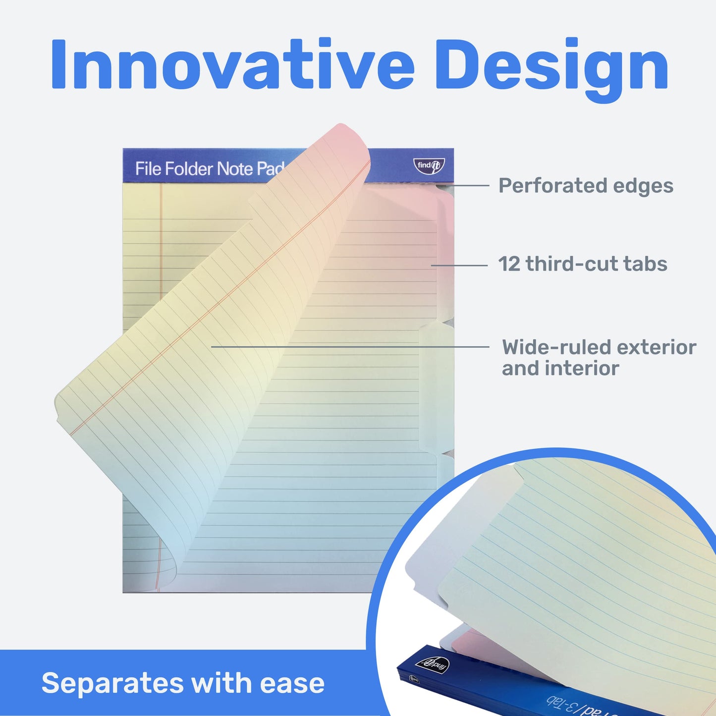 Bloco de notas para pasta de arquivo - Pacote com 12 