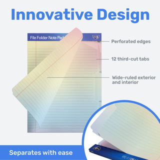 Bloco de notas para pasta de arquivo - Pacote com 12 