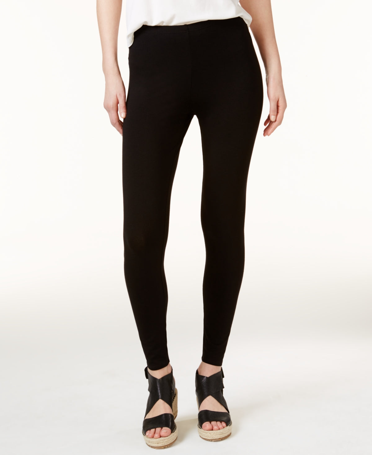 Leggings femininas Eileen Fisher com elástico no tornozelo, pretas, tamanho XX-S