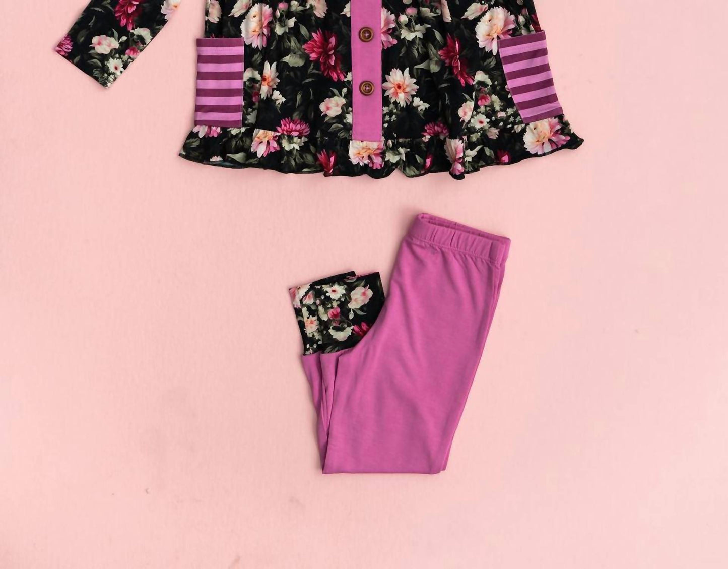 Laree + Co. - Kid's Fallon Bamboo Long Sleeve Peplum Legging Set