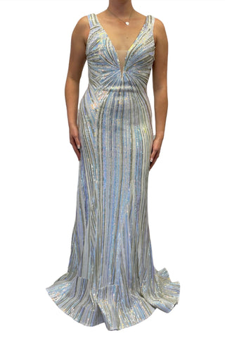 Jovani - Vestido decote em V com lantejoulas multicoloridas