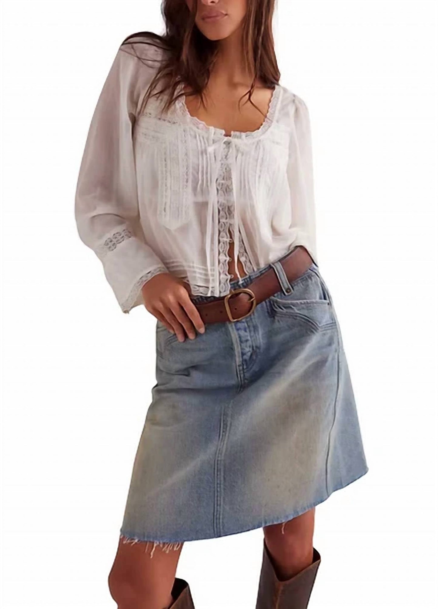 Free People - Suzy Denim Midi Skirt
