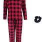 Conjunto de Pijama Feminino Buffalo Plaid PJ Couture - Tamanho M, Vermelho e Preto