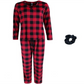 Conjunto de Pijama Feminino Buffalo Plaid PJ Couture - Tamanho M, Vermelho e Preto