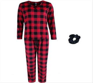 Conjunto de Pijama Feminino Buffalo Plaid PJ Couture - Tamanho M, Vermelho e Preto