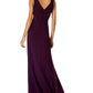 Vestido lápis formal feminino Morgan &amp; Company, sem mangas, com fenda transparente, decote em V, comprimento total, roxo, tamanho 9-10