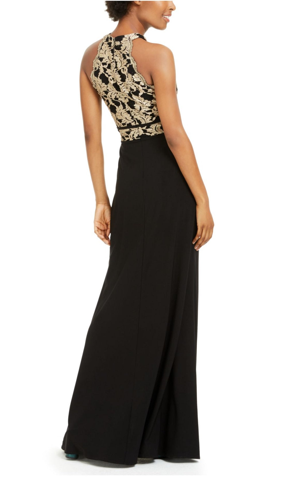 Vestido longo com corpete de renda R&amp;M Richards Junior, preto, tamanho 45242