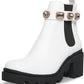 Steve Madden - Women's Amulet White Gold Stone Fashion Chelsea Platform Block Heel Boots