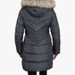 London Fog - Zip-front Long Length Puffer Jacket With Zip-off Fur Trim Hood