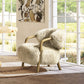 Becker Rustic Oak Sheepskin Upholstered Accent Arm Chair - Taupe Beige
