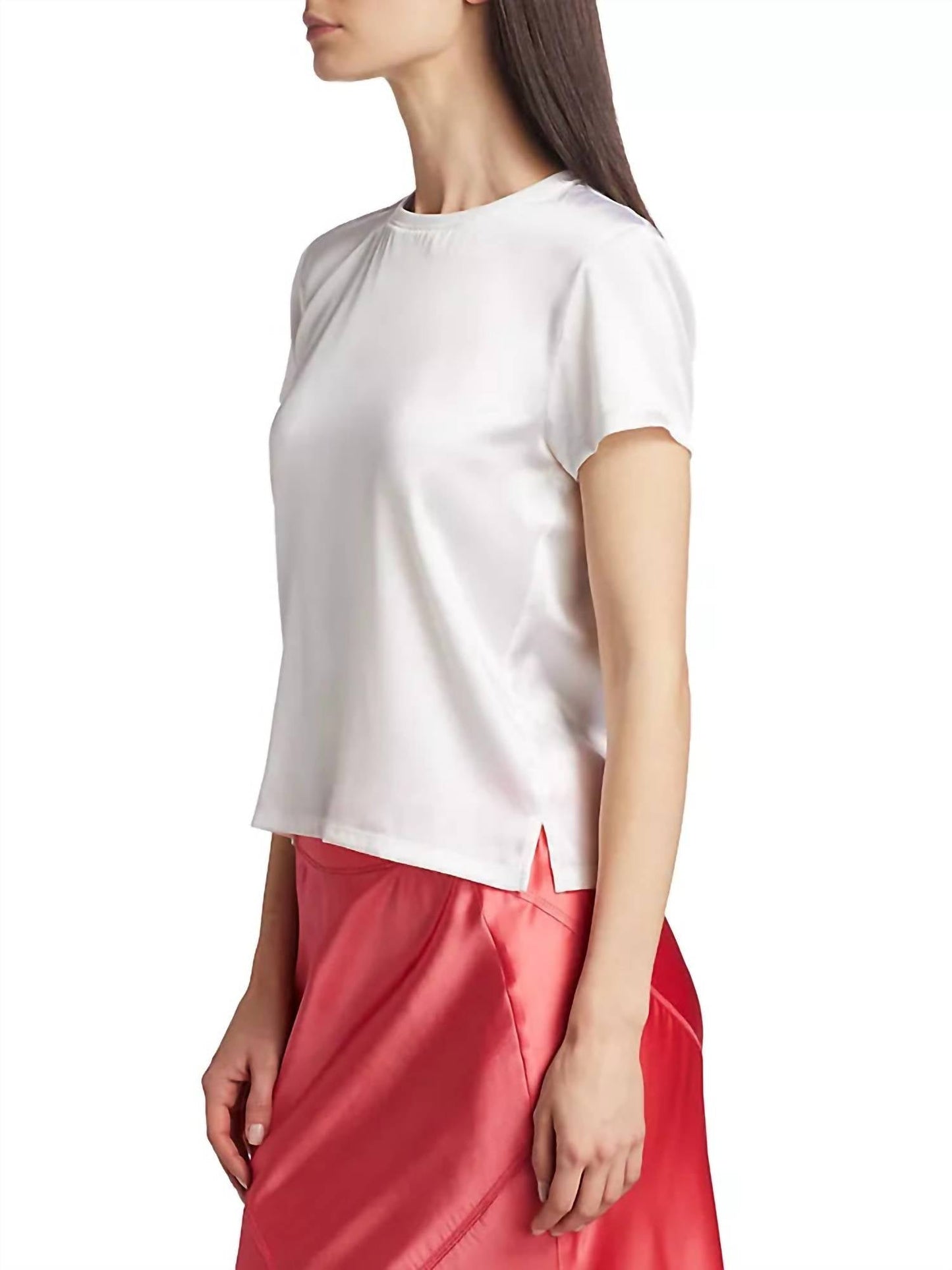 Atm - Stretch Satin Short Sleeve Tee Top