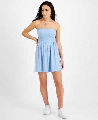 Vestido sem alças Love, Fire Junior's Terry Cloth Smocked Azul Tamanho Grande