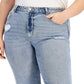 Calça jeans feminina de perna larga da Tinseltown Trendy, azul, tamanho 18W