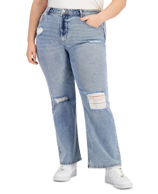 Tinseltown Trendy Women's Wide Leg Jeans Blue Size 18W