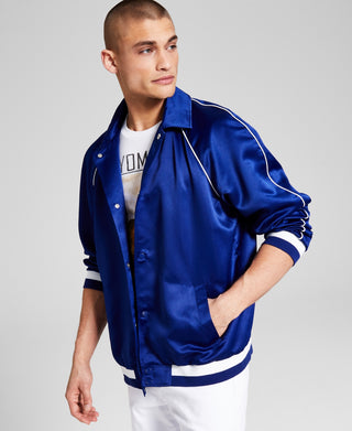 E agora esta jaqueta Coach masculina azul tamanho X-Large