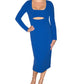 Vestido midi com recortes feminino Rachel Roy, azul, tamanho extragrande