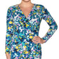 Vestido envelope falso com estampa floral Rachel Roy Feminino Cia Azul Tamanho P