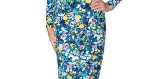 Vestido envelope falso com estampa floral Rachel Roy Feminino Cia Azul Tamanho P