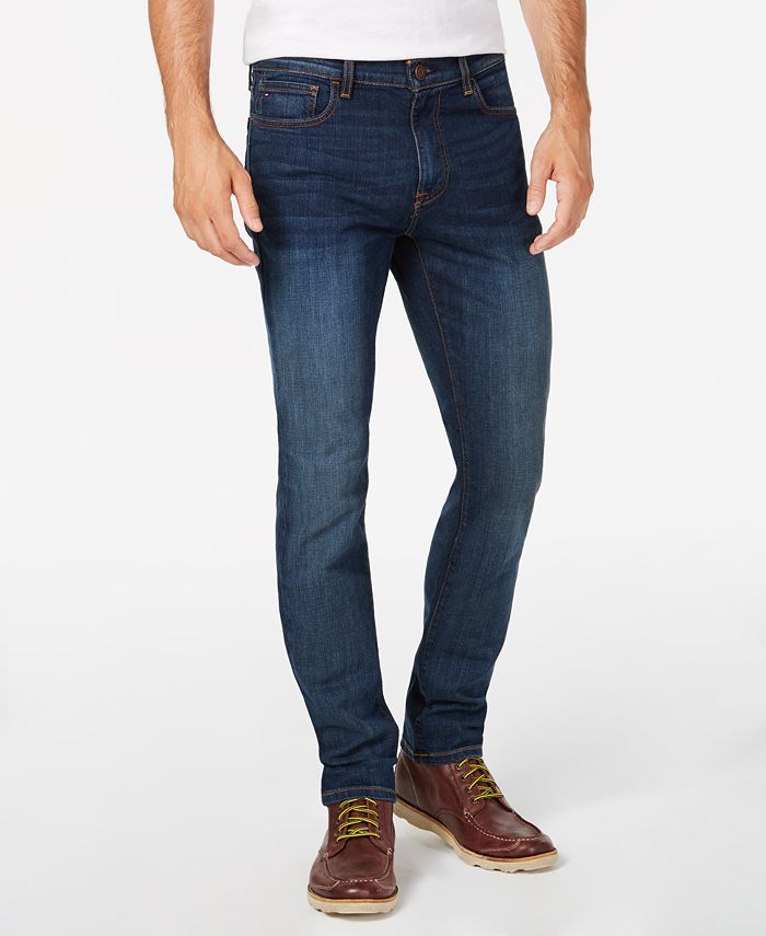 Calça jeans masculina Tommy Jeans Straight Fit Stretch Azul Tamanho 36X30